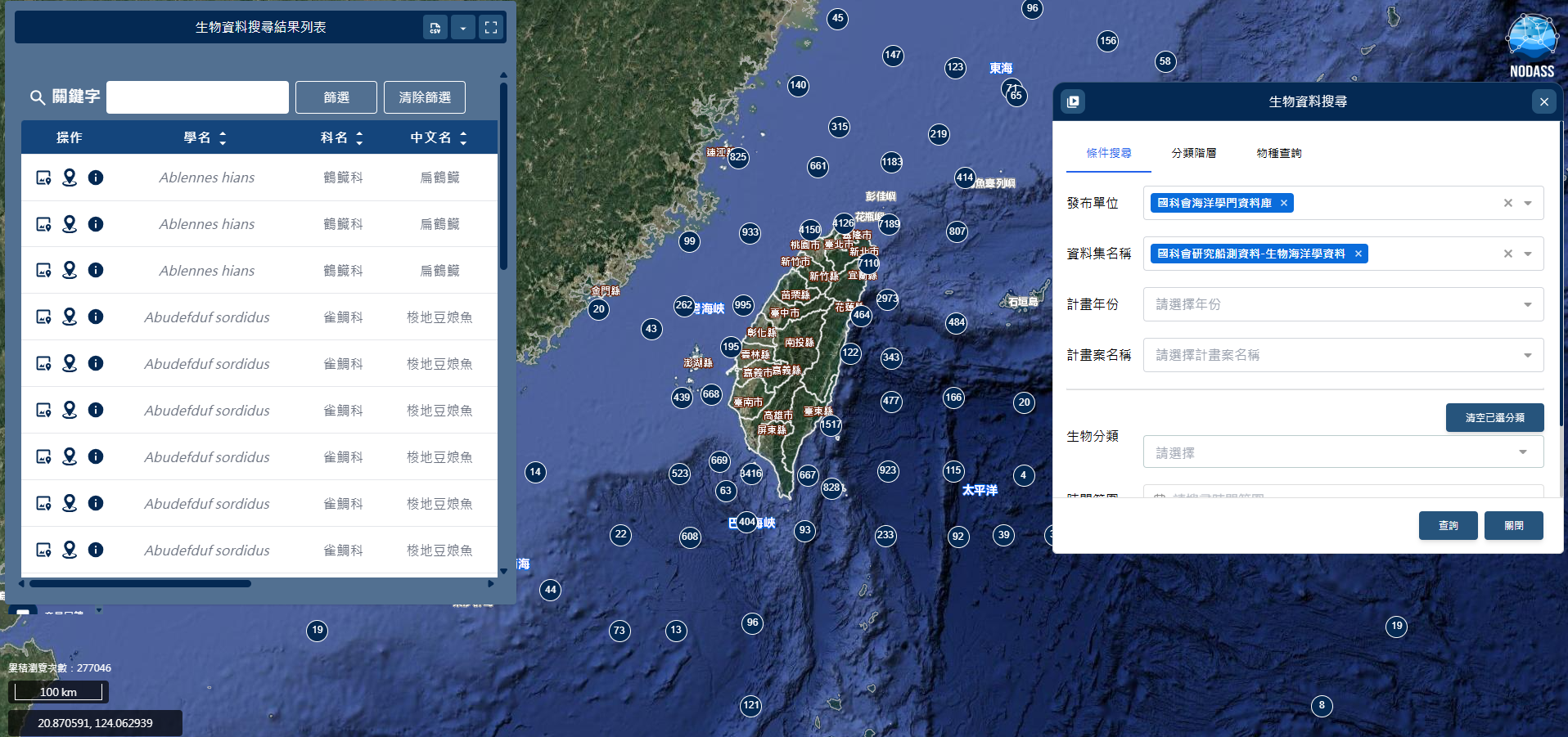 圖一、生物海洋學資料展示