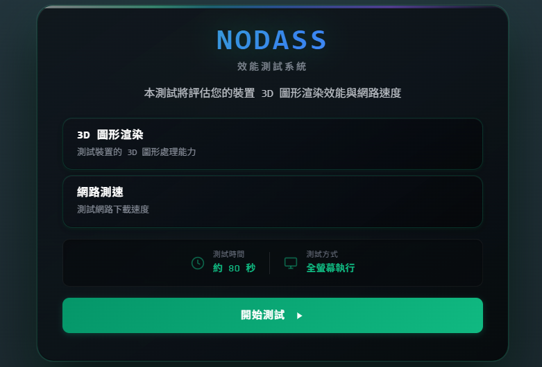 圖二、效能測試入口